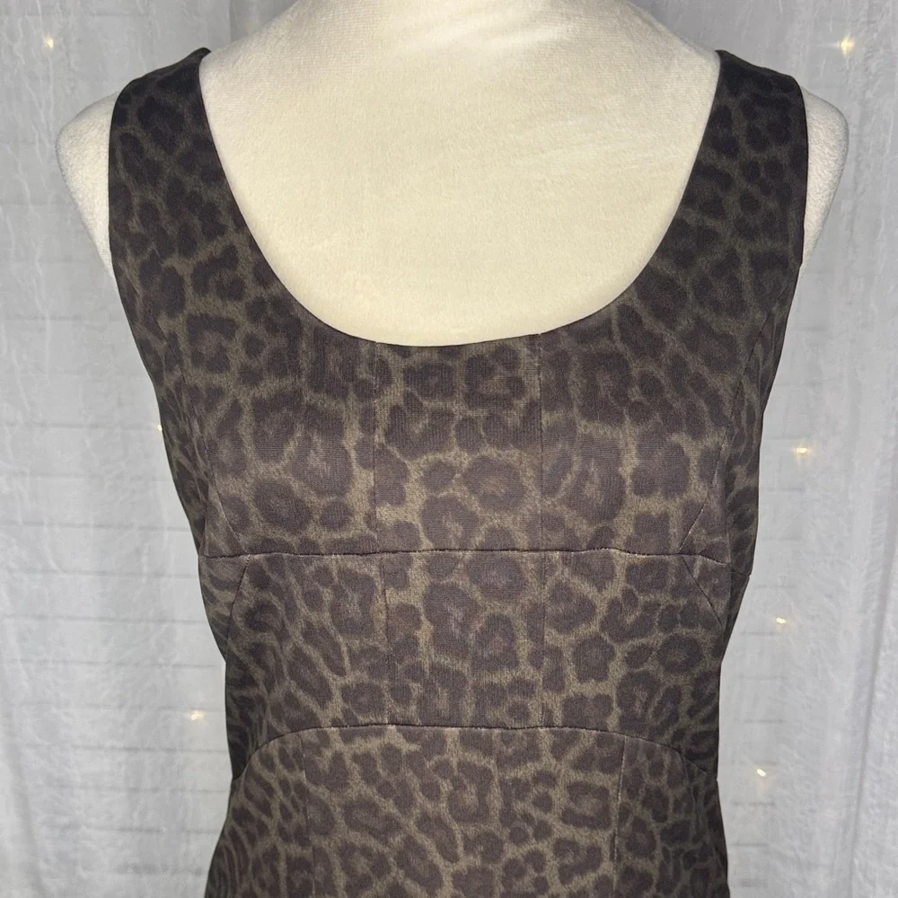Michael Kors Black Leopard Print Midi Dress